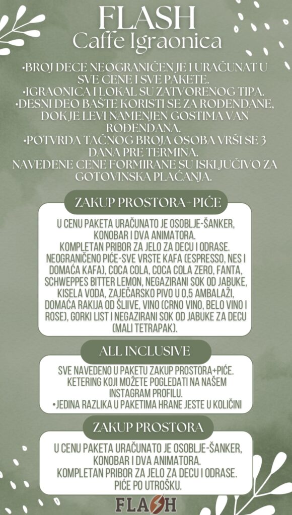 Rođendaonica cenovnik